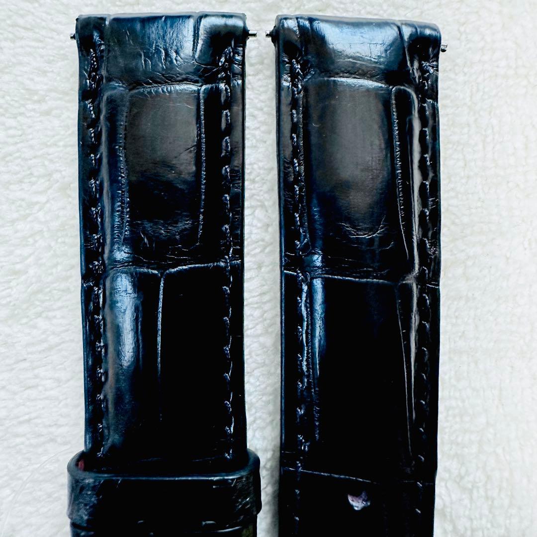 3034#20mm-18mmブラック★本物クロコダイルレザーベルト★スイス製