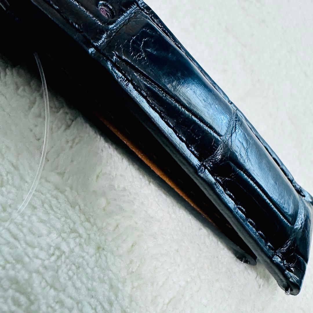 3034#20mm-18mmブラック★本物クロコダイルレザーベルト★スイス製