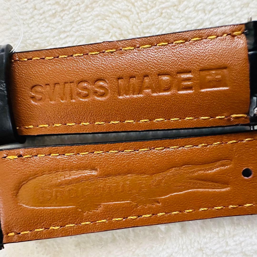 3034#20mm-18mmブラック★本物クロコダイルレザーベルト★スイス製
