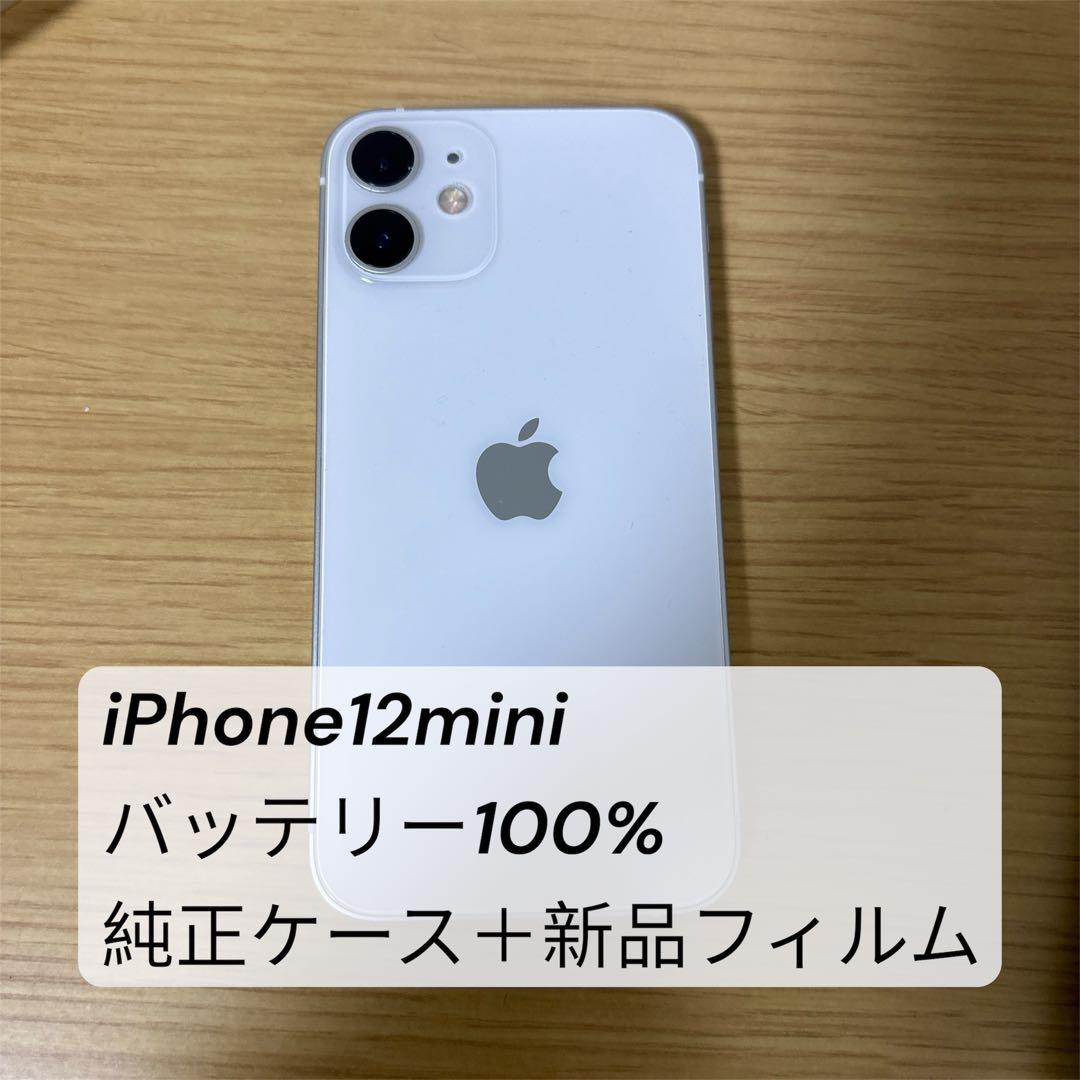 【美品】iPhone 12 mini 64GB 100% 純正ケース フィルム付