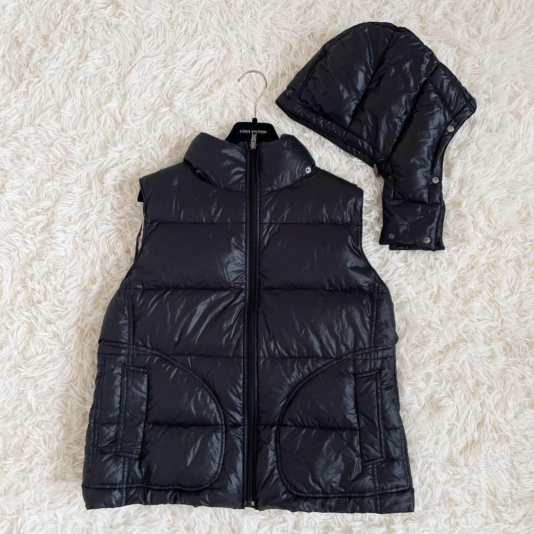 美品　バーバリーロンドン　サイズ2XL　ダウンベスト　2way　チェック　黒