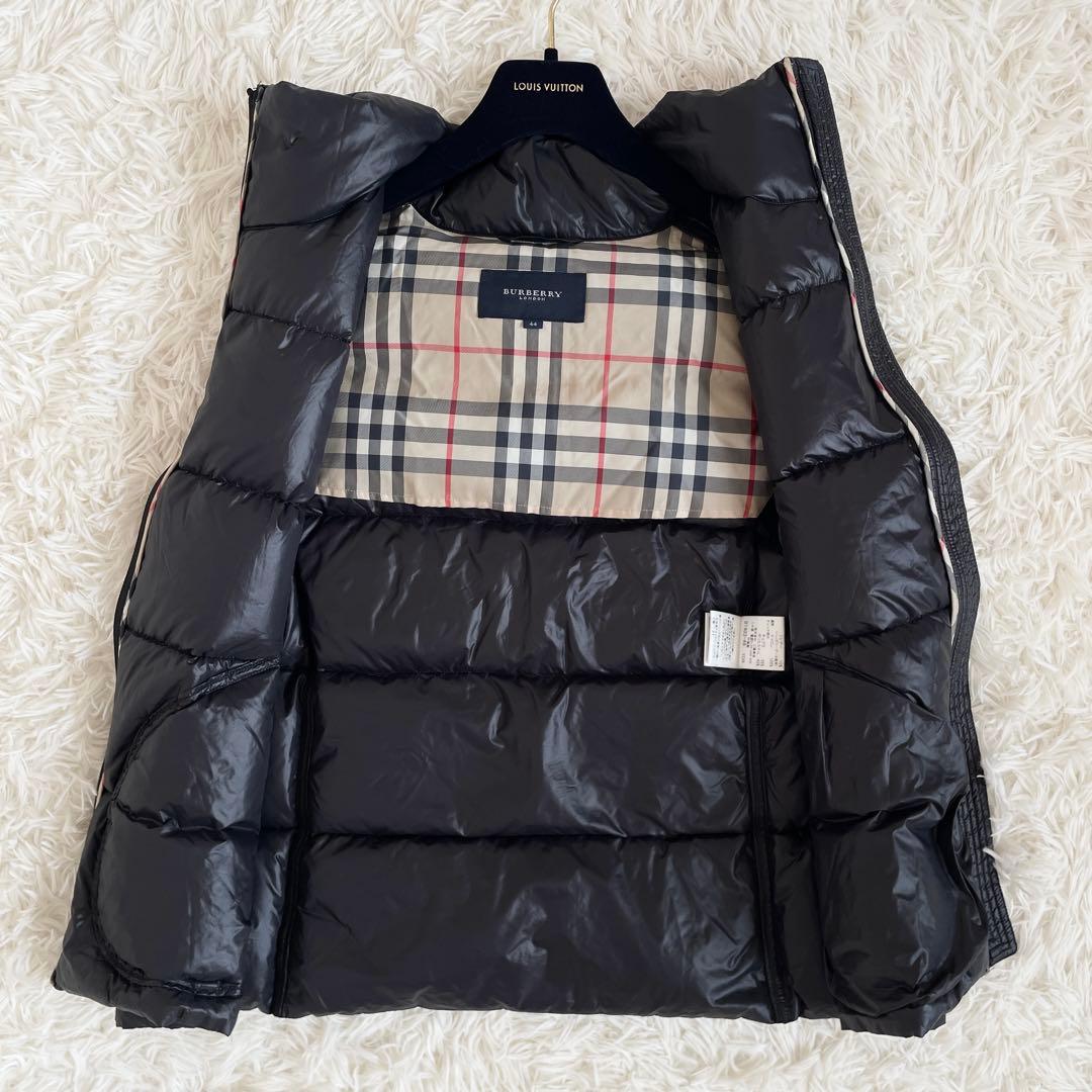 美品　バーバリーロンドン　サイズ2XL　ダウンベスト　2way　チェック　黒