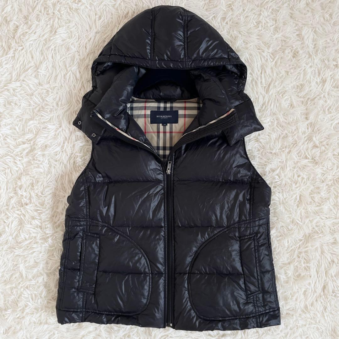 美品　バーバリーロンドン　サイズ2XL　ダウンベスト　2way　チェック　黒