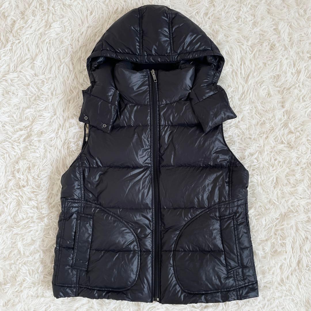 美品　バーバリーロンドン　サイズ2XL　ダウンベスト　2way　チェック　黒