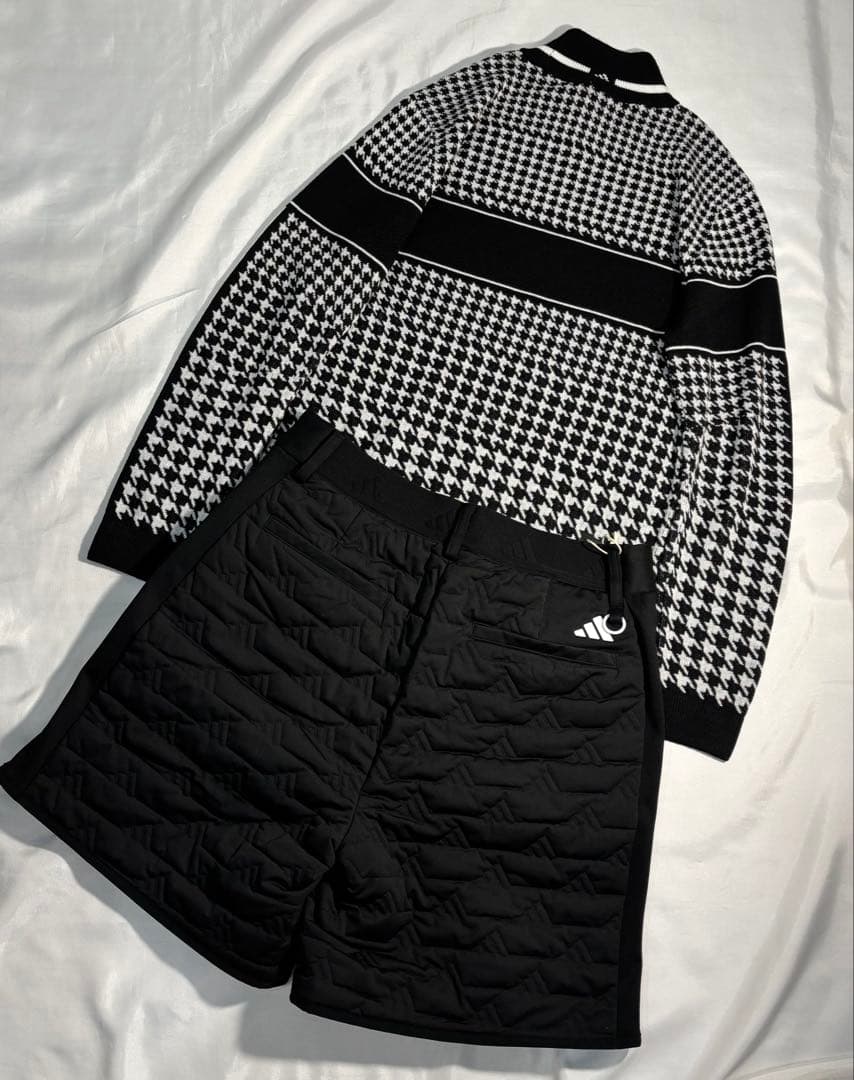 専用様　未使用　ゴルフ　モックネック千鳥格子ニット　キルティングハーフパンツ