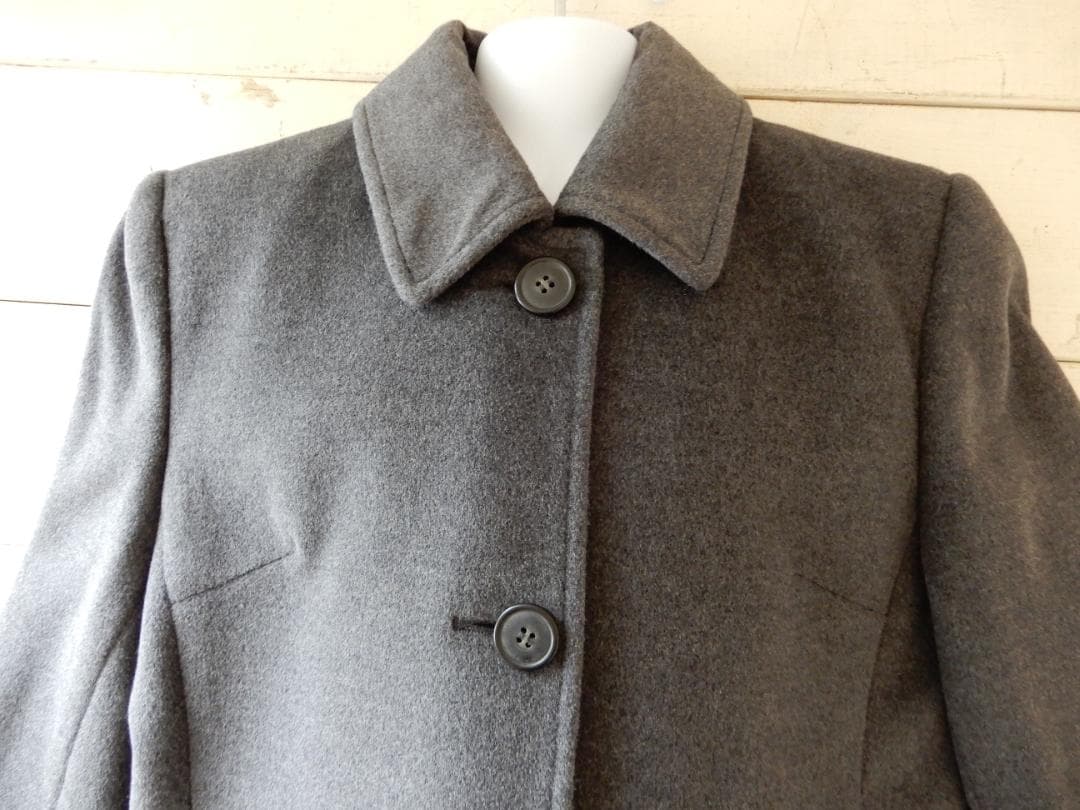 モンリーラス☆ステンカラーコートMサイズ(ブルーフォックス襟付き)グレー