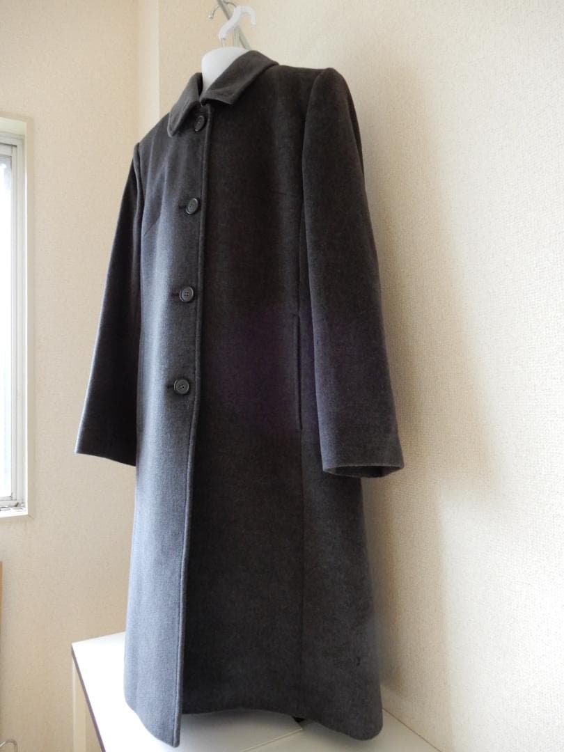 モンリーラス☆ステンカラーコートMサイズ(ブルーフォックス襟付き)グレー