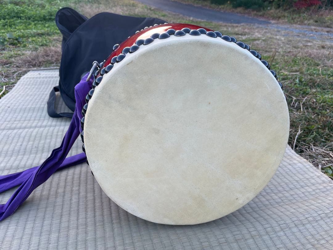 エイサー太鼓 大太鼓 本皮張り30cm ケース付き 中古美品