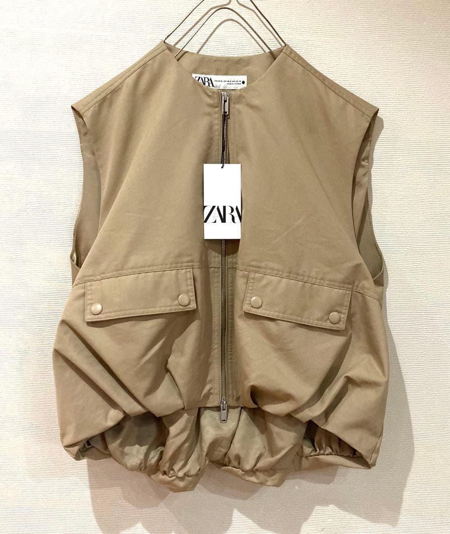 新品　未使用　ZARA コットン　オーバーサイズ　ボリューム　ベスト　アウター
