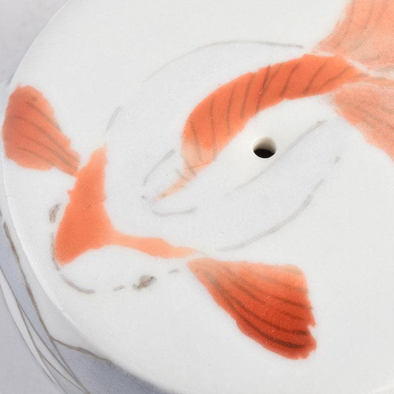 陶芸家　黒部駒子作　染付　金魚　水滴　書道具　共箱　V　8848