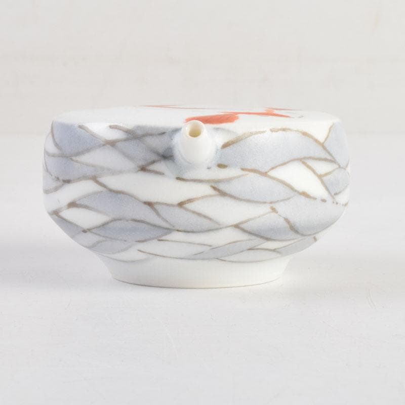 陶芸家　黒部駒子作　染付　金魚　水滴　書道具　共箱　V　8848