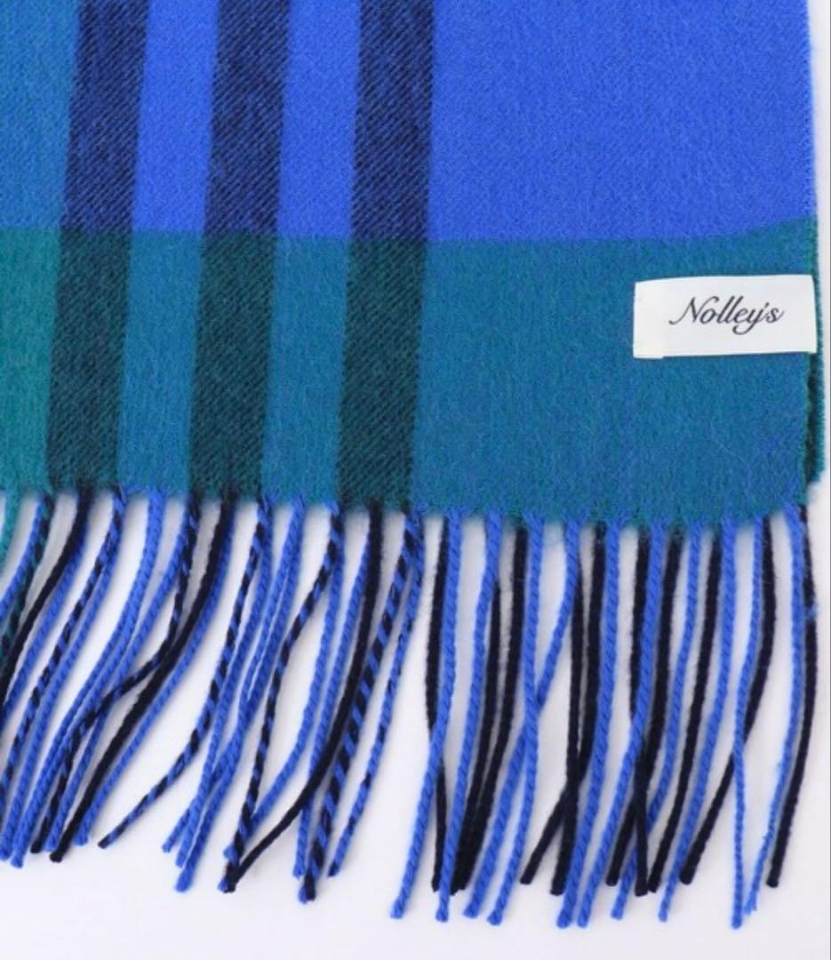 新品　NOLLEY'S カシミヤ混　マフラー　ストール　ブルー　チェック　完売