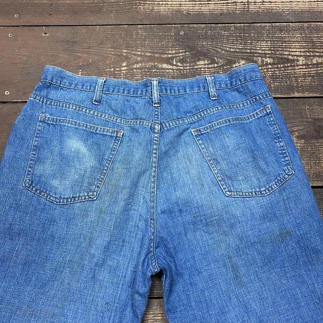 70s W35 ビンテージ デニム ワークパンツ ワイド ボロ タロン 雰囲気