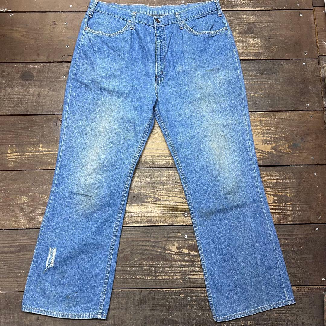70s W35 ビンテージ デニム ワークパンツ ワイド ボロ タロン 雰囲気