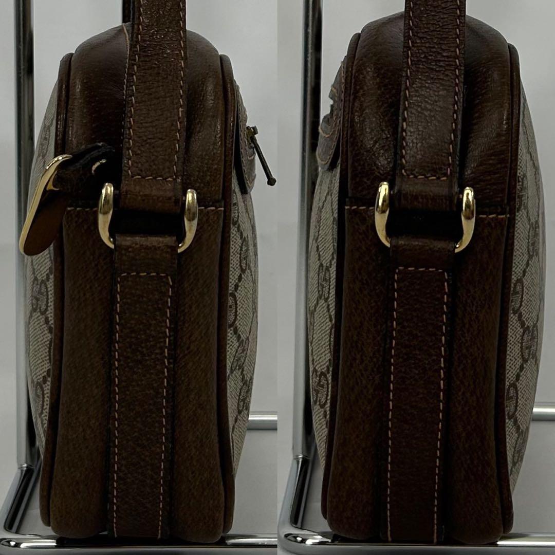 【極美品】グッチ GGスプリーム ショルダーバッグ レザー 本革 斜め掛け 茶