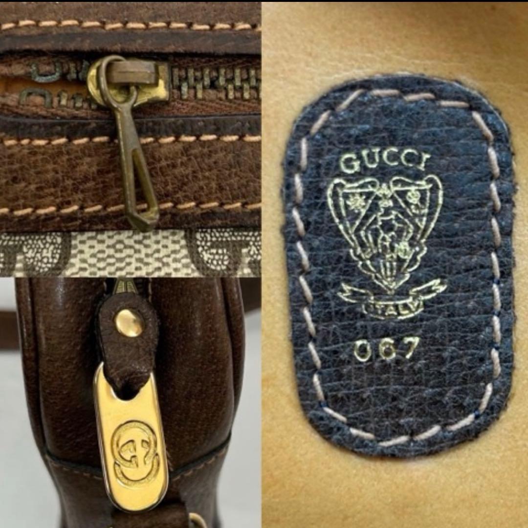 【極美品】グッチ GGスプリーム ショルダーバッグ レザー 本革 斜め掛け 茶