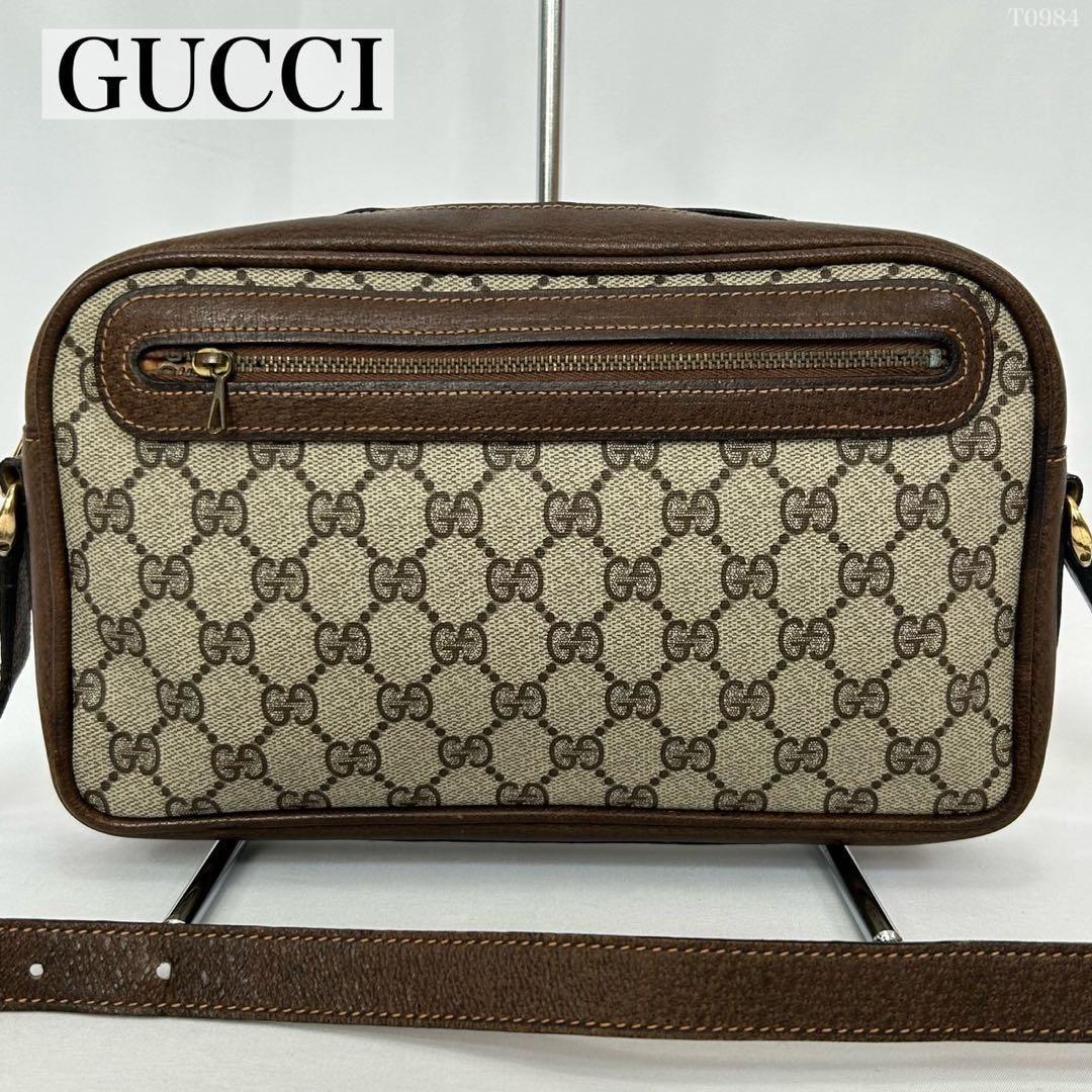 【極美品】グッチ GGスプリーム ショルダーバッグ レザー 本革 斜め掛け 茶