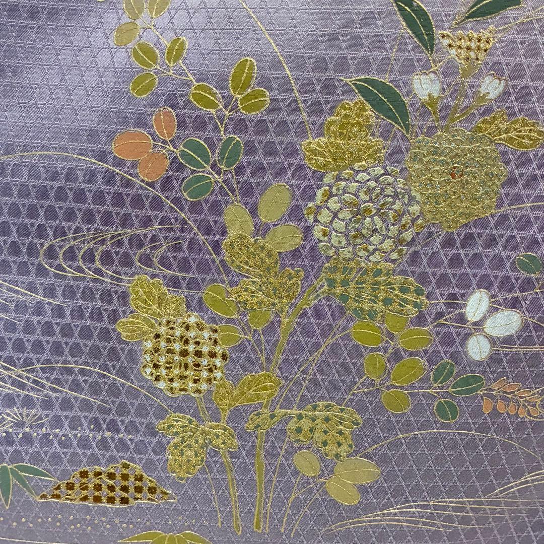 D180 訪問着　金彩　花模様　正絹　着物　袷　しつけ糸付き未使用極美品