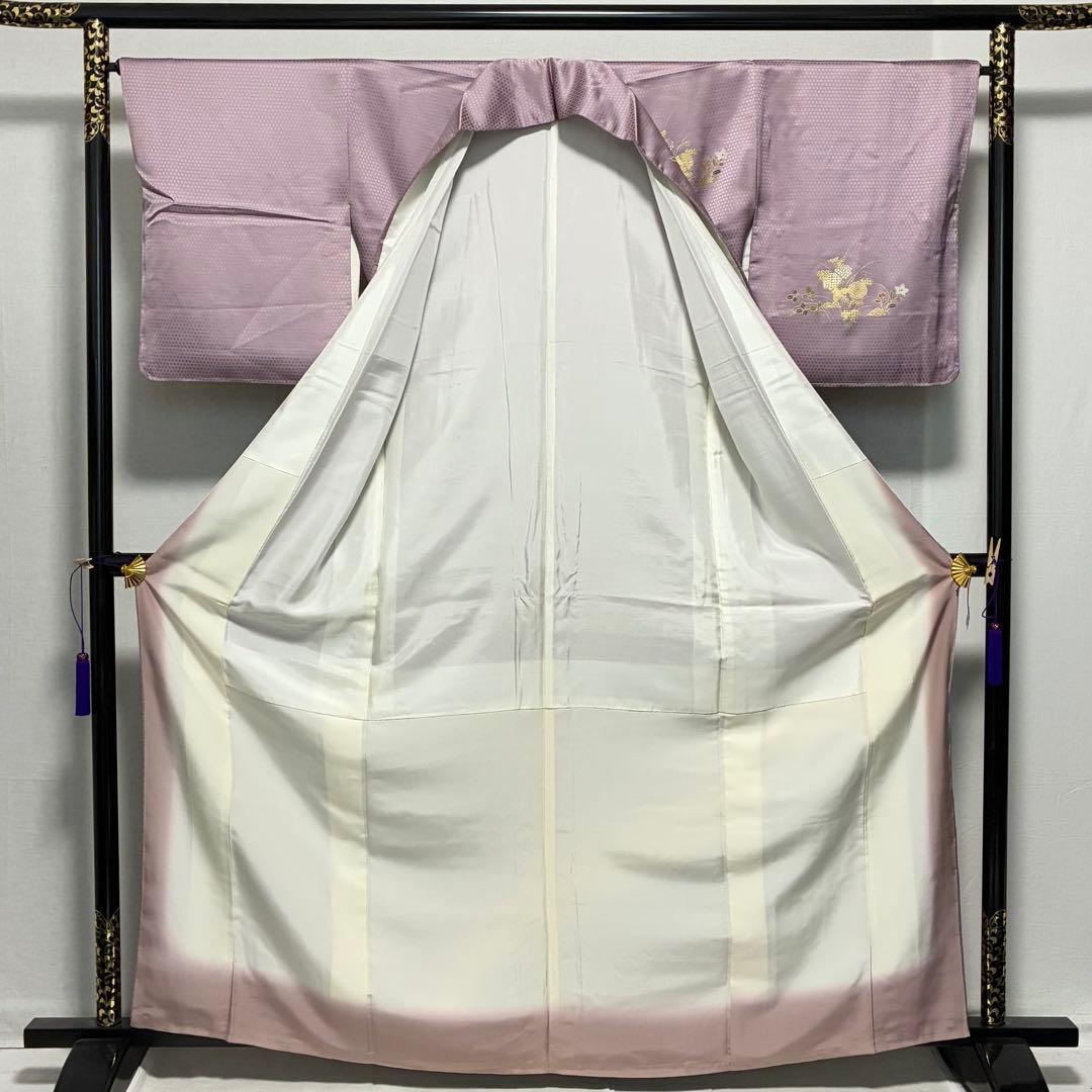 D180 訪問着　金彩　花模様　正絹　着物　袷　しつけ糸付き未使用極美品