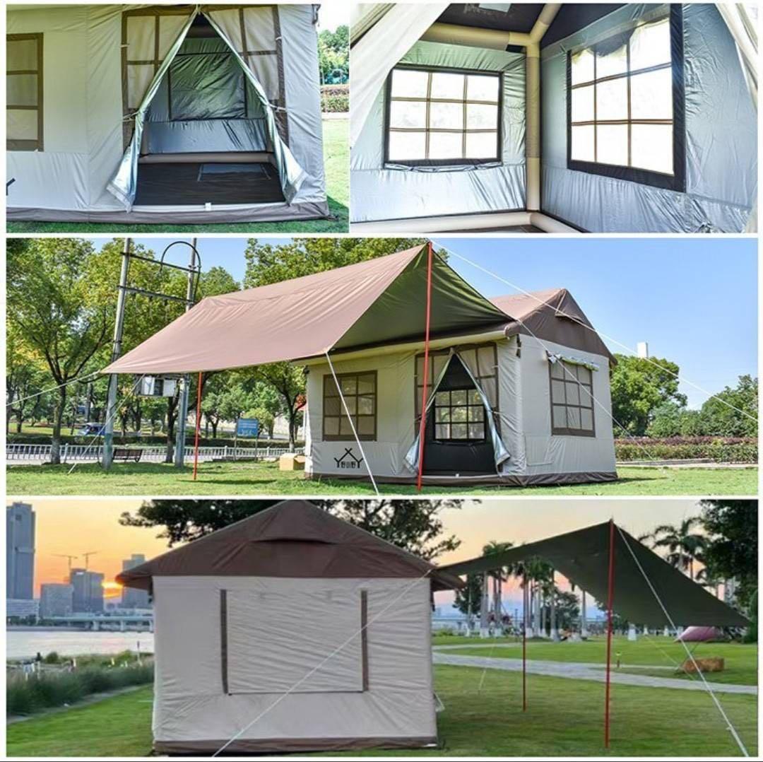 エアーテント 煙突穴付き 日除けタープ付き 未使用