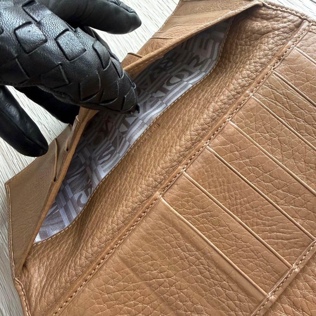 【高級】 サルヴァトーレ フェラガモ レザー 長財布 ブラウン ガンチーニ 金具