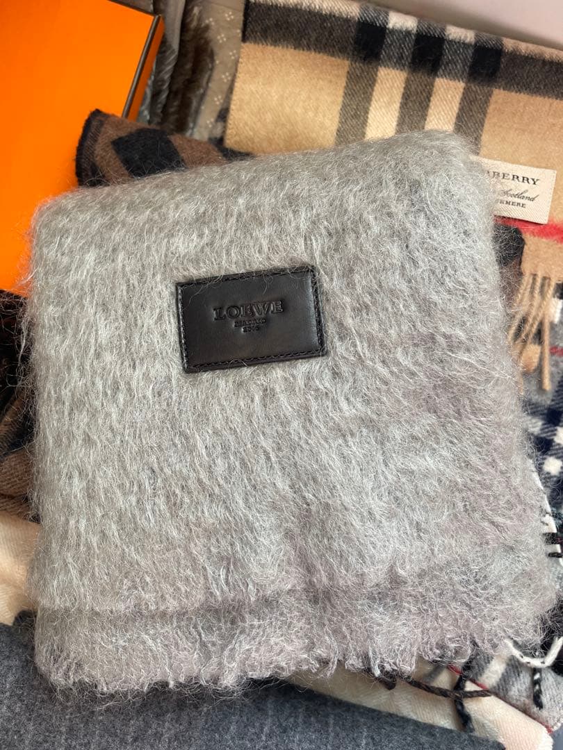 LOEWE ロエベ マフラー モヘヤ ウール グレージュ