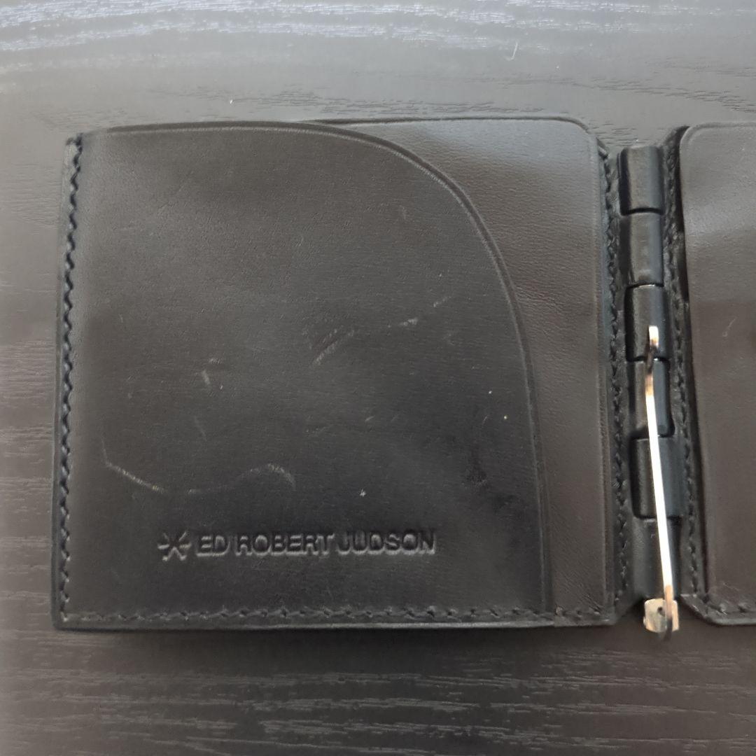 ブラックレザー マネークリップ コンパクト