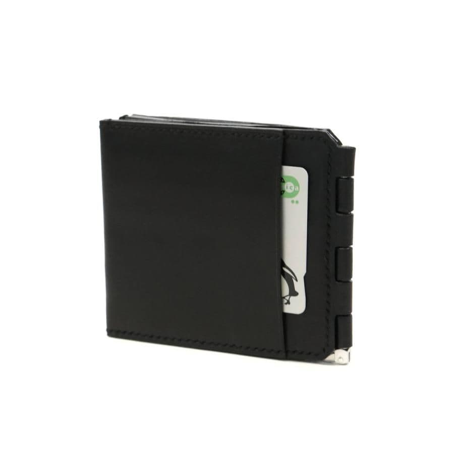 ブラックレザー マネークリップ コンパクト