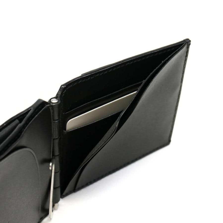 ブラックレザー マネークリップ コンパクト