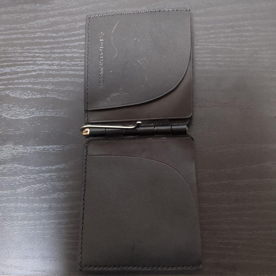 ブラックレザー マネークリップ コンパクト