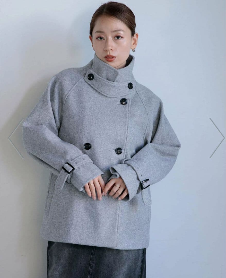 アーバンリサーチサニーレーベル　メルトンジャージスタンドカラートレンチコート