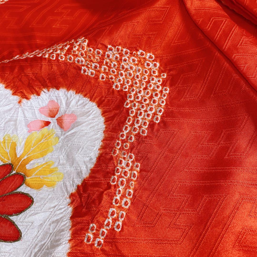 七五三 3歳 正絹 着物 被布 バッグ 草履 髪飾り セット