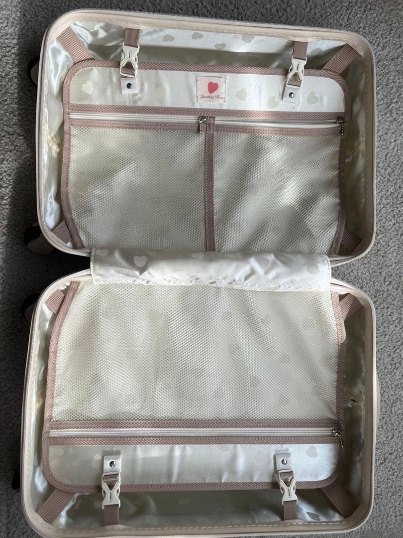 ジュエルナローズ　スーツケース　網かご風　ホワイト