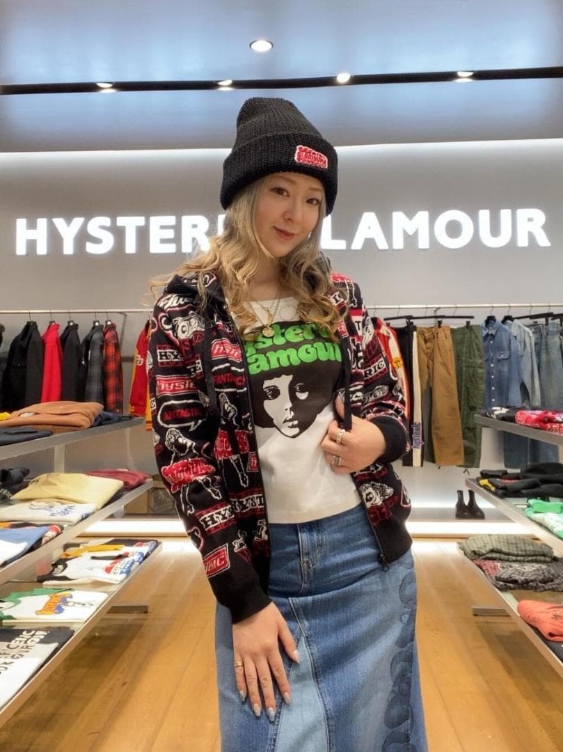 ヒステリックグラマー FANTASTIC BOX柄ジャカード ショート丈パーカー