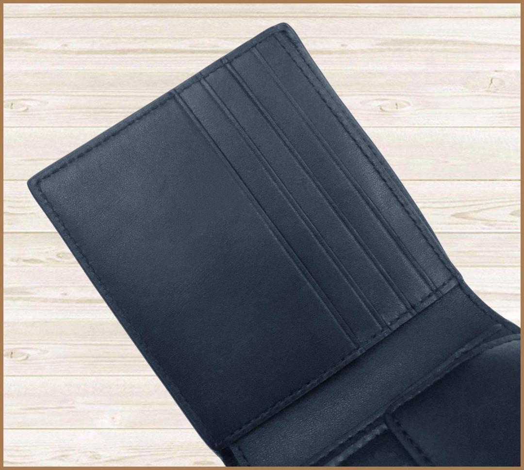 【新品】コーチCOACH二つ折り財布ウォレットシグネチャーレザー紺ネイビー