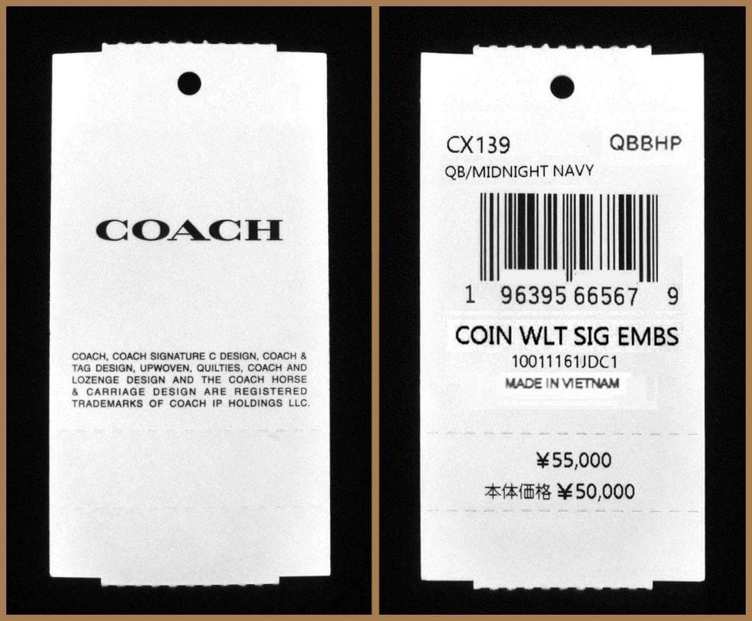 【新品】コーチCOACH二つ折り財布ウォレットシグネチャーレザー紺ネイビー