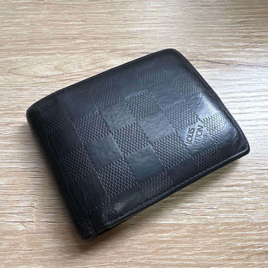 ルイ・ヴィトン ブラック レザー 二つ折り財布