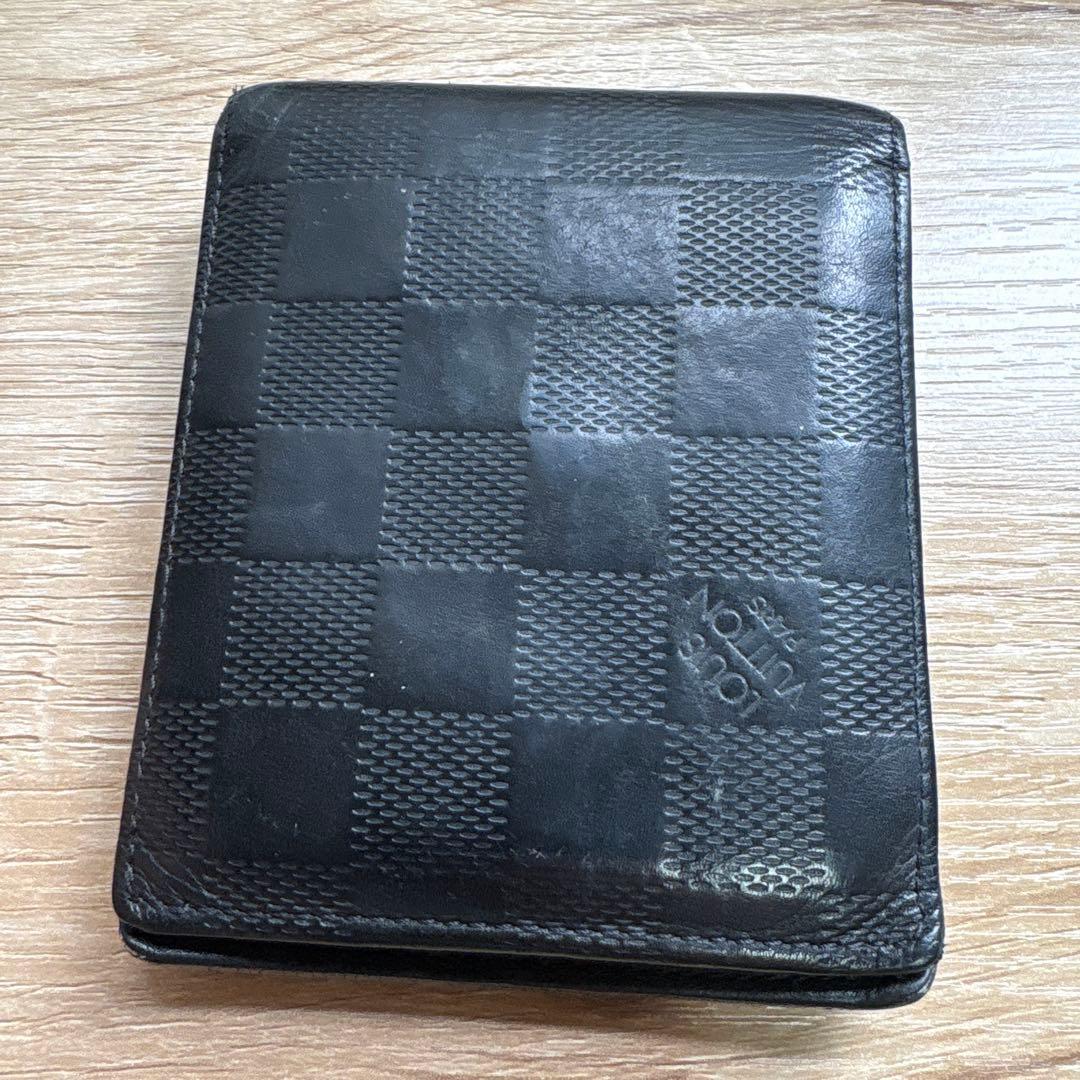 ルイ・ヴィトン ブラック レザー 二つ折り財布