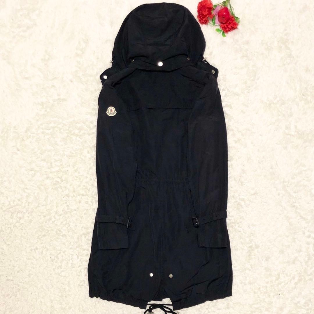 美品/希少 モンクレール TARIEC 刺繍ワッペン トレンチコート ブラック