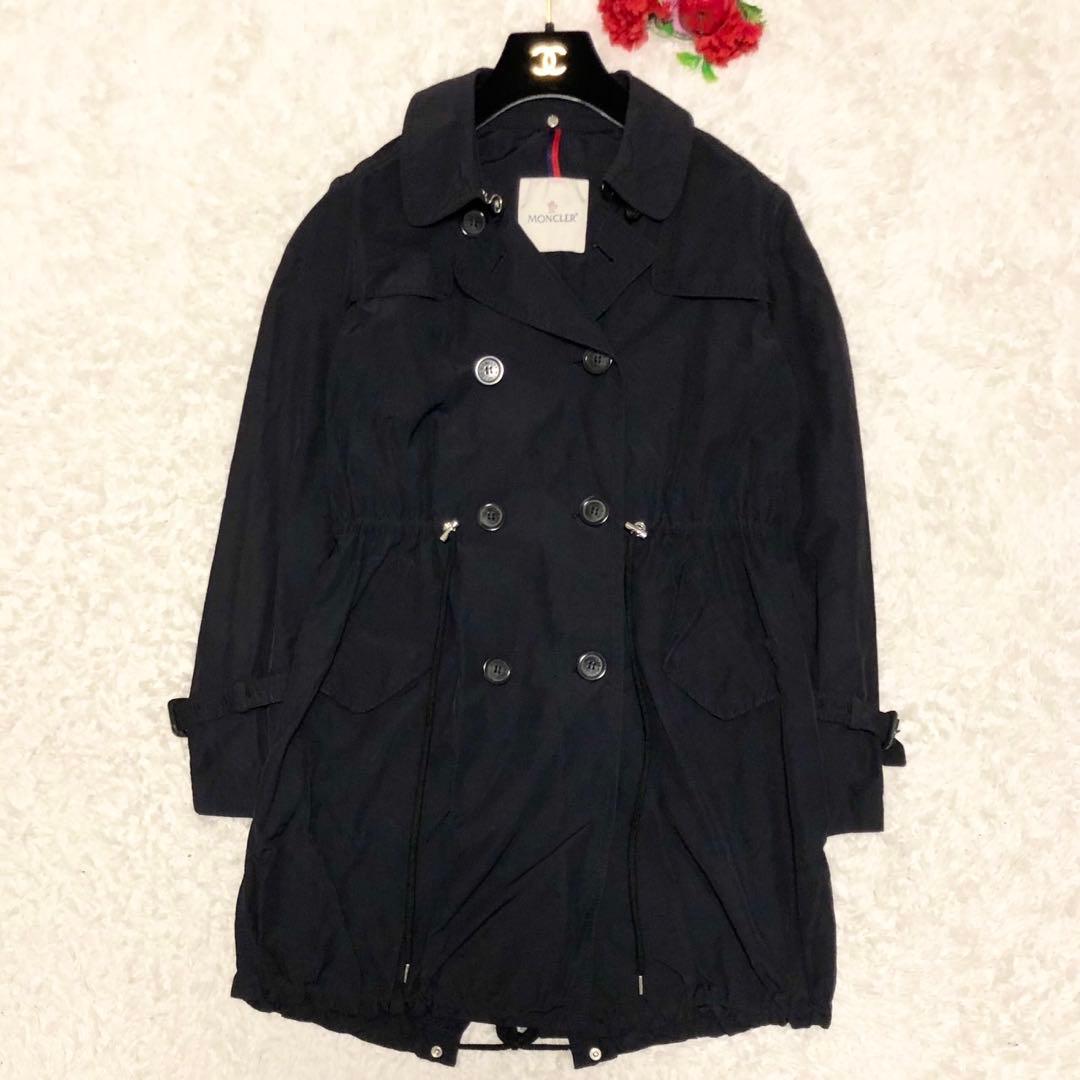 美品/希少 モンクレール TARIEC 刺繍ワッペン トレンチコート ブラック