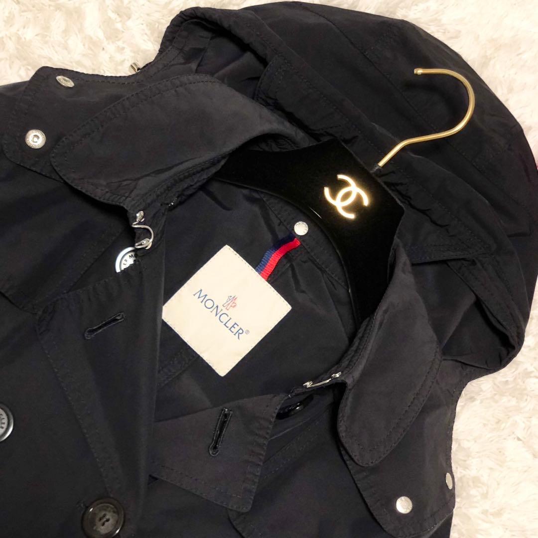 美品/希少 モンクレール TARIEC 刺繍ワッペン トレンチコート ブラック