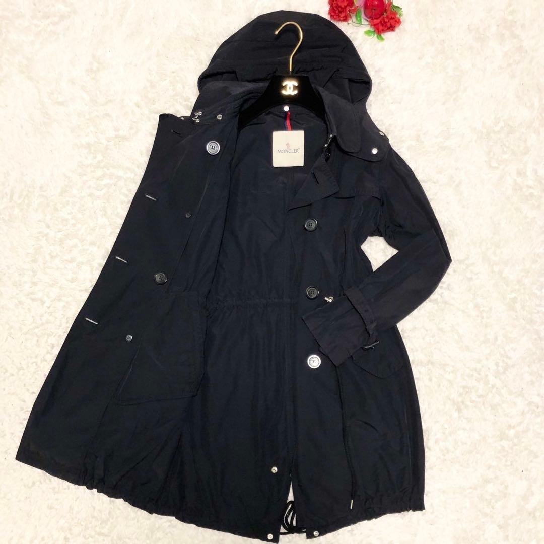 美品/希少 モンクレール TARIEC 刺繍ワッペン トレンチコート ブラック