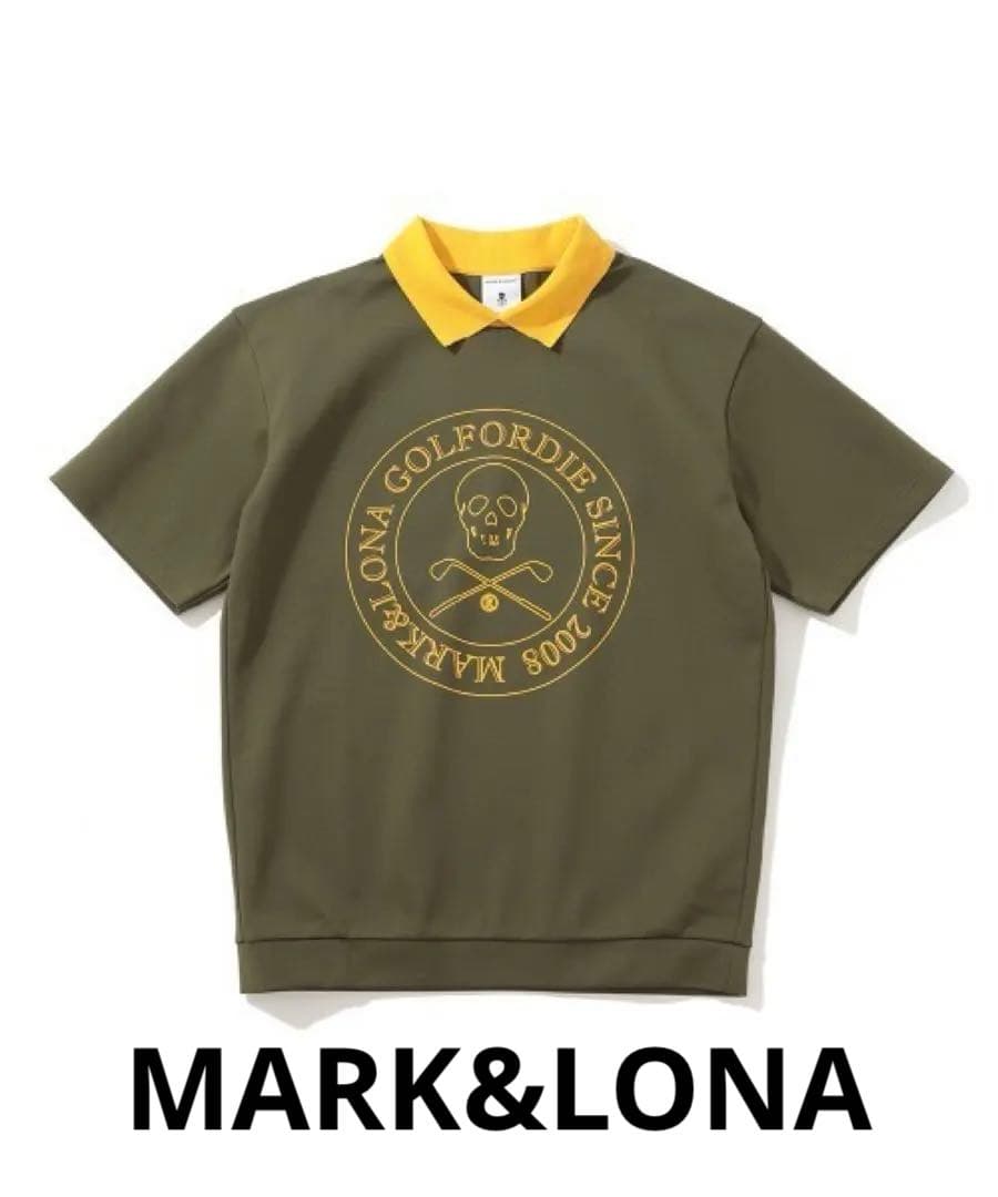 MARK&LONAオリーブグリーン スカルロゴ ポロシャツ 50新品未使用