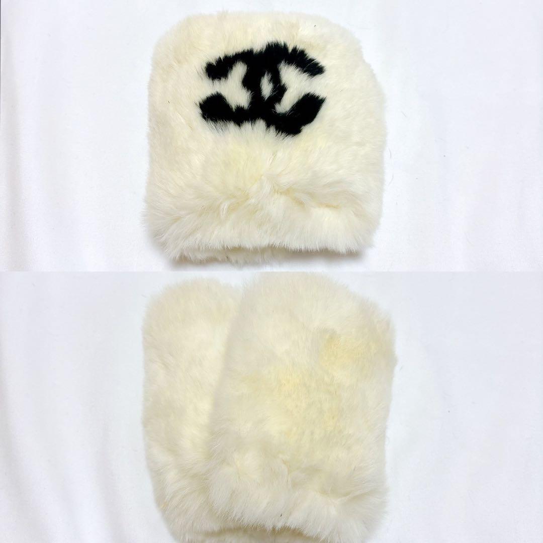 CHANEL 【美品】✨ラパン　ファー　ホワイト　リストバンド　バングル