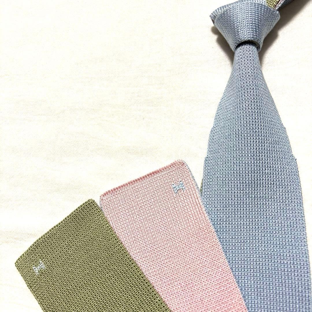 究極美品　エルメス　ネクタイ　4way リバーシブル　キャトルタン　箱付　袋付