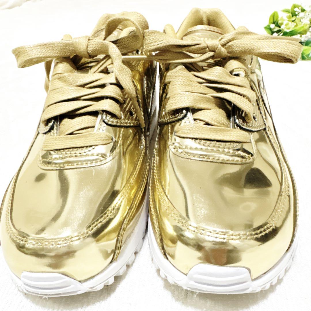 NIKE エアマックス90 SP メタリッククローム 23.5 ナイキ ゴールド