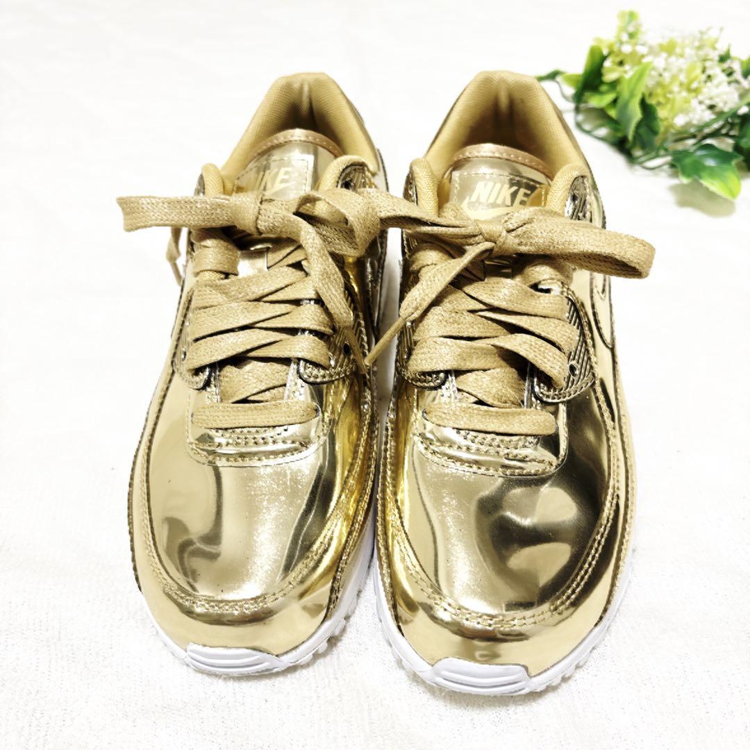 NIKE エアマックス90 SP メタリッククローム 23.5 ナイキ ゴールド