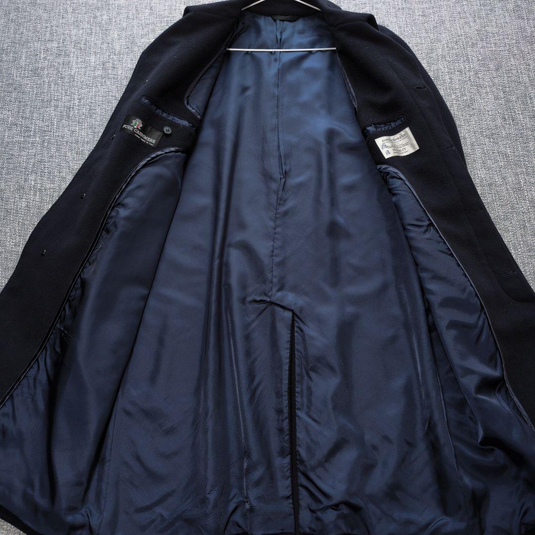 メンズ　イタリア製ピュアカシミヤ100%　バルマカーンコート　ネイビー　日本製