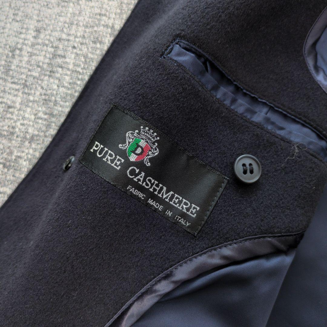 メンズ　イタリア製ピュアカシミヤ100%　バルマカーンコート　ネイビー　日本製