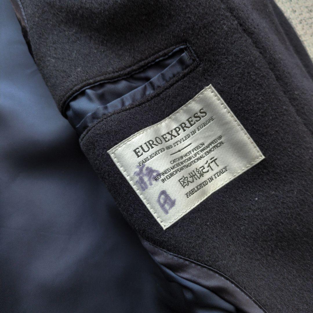 メンズ　イタリア製ピュアカシミヤ100%　バルマカーンコート　ネイビー　日本製